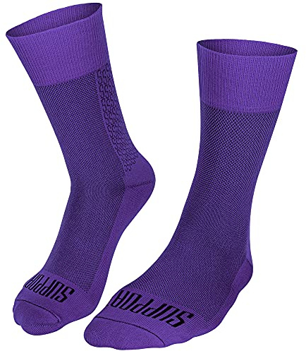 SUPPORT Calcetines de ciclismo súper ligeros para hombre, unisex, accesorios para senderismo, senderismo, escalada, ciclismo, equitación en bicicleta, morado 42-44