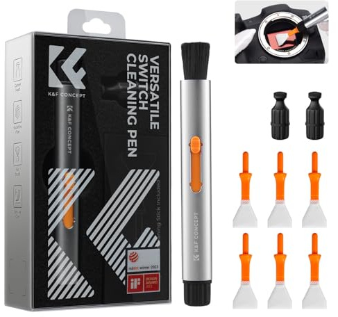 K&F CONCEPT Kit : Stylo de Nettoyage Interchangeable+ Têtes en Silicone+6 Bâtonnets de 16mm Capteur APS-C pour Objectif Filtre Caméra Appareil Photo Tablette VR Drone Lunette