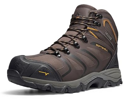 NORTIV 8 Men's Ankle High Waterproof Hiking Boots Outdoor Lightweight Shoes Trekking Trails Armadillo,Size 12W,Brown/Black/Tan,160448_M