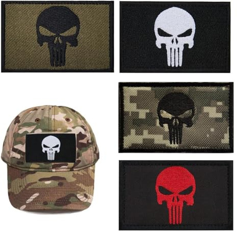 MUYAPAY 4 Aufnäher Klettverschluss Militär Punisher Airsoft Patch