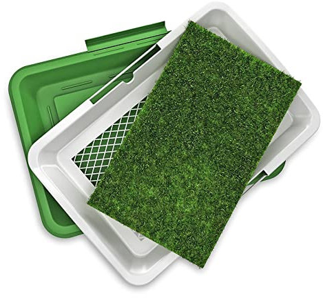 Yissone Puppy Potty Pad Dog Training Pee Pad with Tray Artificial Dog Grass Bathroom Washable for Indoor Home