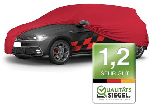 WALSER Telone per auto per interni Indoor Stretch Plus, morbido per uso interno, garage completo lavabile, coperture antipolvere per Auto Misura 1 rosso