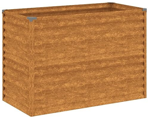 vidaXL Hochbeet, Wetterfest Pflanzkasten mit viel Platz, Pflanzkübel Blumenkasten für Balkon Garten, Blumenkübel Gemüsebeet, 100x50x69 cm Cortenstahl