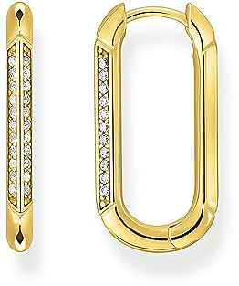 THOMAS SABO Creolen Ankerelement mit weißen Steinen vergoldet 750 Gelbgold Vergoldung, 925 Sterlingsilber