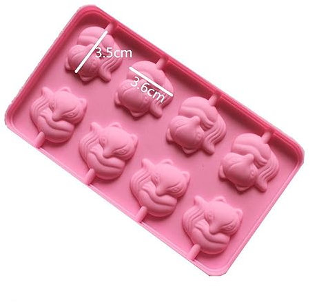 GIVBRO Moules à sucettes en silicone en forme de renard - 12 cavités - Moules de cuisson pour sucettes, bonbons, chocolat, gelée, glaçons