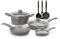 zanetti - DURAPIETRA Batteria Pentole a Induzione 10 pz, 3 Padelle 20, 24, 28 cm, 3 Coperchi, Casseruola 24 cm, Pala Fritto, Schiumarola e Mestolo. Per tutti i piani cottura INCLUSO INDUZIONE.