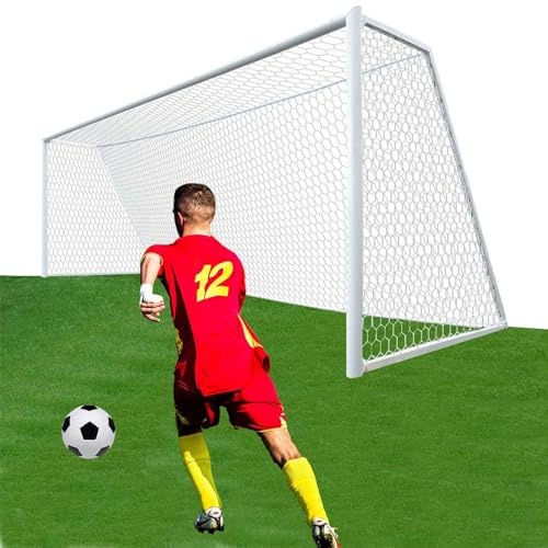 LalaKoo Full Size Soccer Goal Net Replacement 24x8 FT Soccer Goal Net [4mm Nylon, 4.7 Hexagonal] Goal Post Netting Hexagon Full Size Training Nets White (1PC Standard 24' W x 8' H x 3' D x 8' B)
