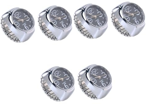 Amosfun 6 Stk Flip-uhr Digitaluhren Für Damen Tragbare Ring Binäre Fingerringen en Für Männer Digital Mit Römischen Ziffern Fshion Anschauen Liebhaber Mini-