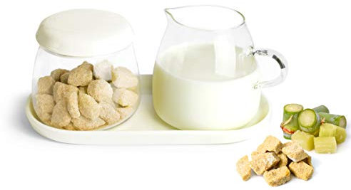 Sendez Milchkännchen & Zuckerdose aus Glas und Porzellan Milchgiesser Zuckerspender