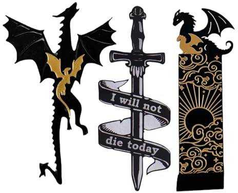 Drachen Lesezeichen | Schwarz Gold Cool Dragon Bookmark Mit Sonne Und Wolken | Personalisiert Lesezeichen Für Kinder | Buchmarker Bücherregal Dekoration Für Buchliebhaber/Freunde/Familien/Studenten