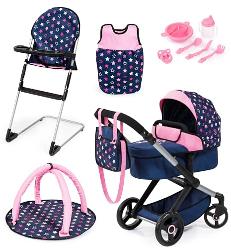 Bayer Design 17016AD Dockvagn Xeo, barnvagn docka, höjdjusterbar, konvertibla, väska, barnstol, sovsäck, babygym, plasttillbehör