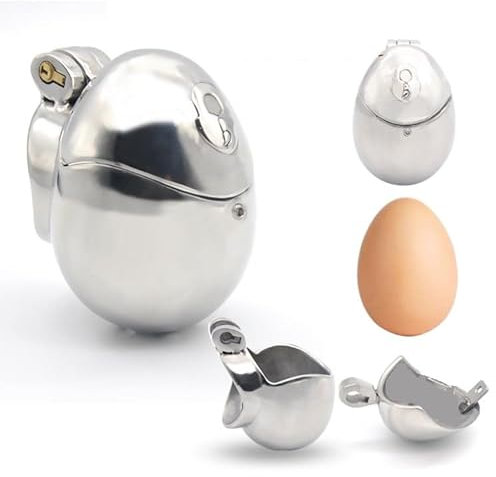 Tplkxurib Edelstahl Eiform Keuschheitskäfig Vollständig Umschlossen Peniskäfig,2 Stile Chastity Cage Metall Cockcage mit Cockringe CBT SM Bondage Fetisch Keuschheit Sexspielzeug für Männer,B,52mm