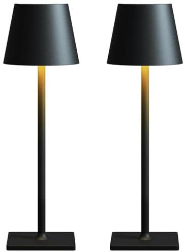 Fizrice Cordless Table Lamp Rechargeable Lamps: 6000mAh Battery Operated Table Lamp Outdoor Waterproof, Touch Control, Portable Wireless Desk Lamp for Dinner/Bedroom/Restaurant(Black 2 Pack)