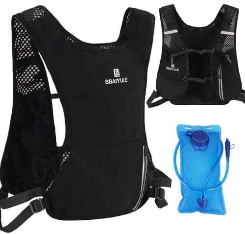BBAIYULE Trinkruckack Laufweste Damen und Herren | ultraleichter Laufrucksack mit Trinkblase 2L | Fahrrad Laufen Fahrradrucksack Trailrunning Rucksack (mit 2l trinkblase)