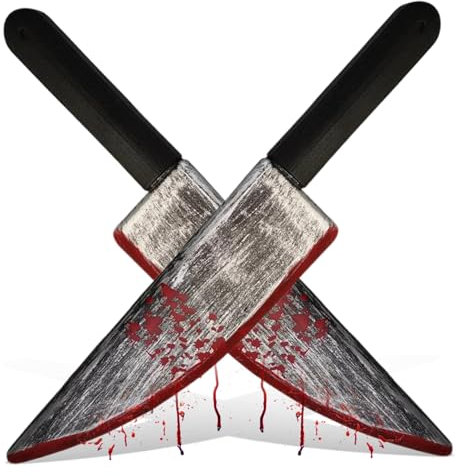 Veesper 2pcs Halloween Couteau réaliste Sanglant Faux Couteau 15x3 Pouces de Plastique Couteau à Main Le Couteau Jouet décoratif pour fête, Farce, Cosplay, décorations