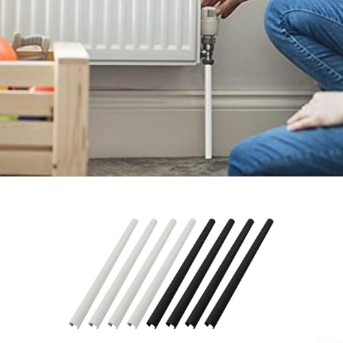 4 Pcs Conceal Pipes Cap, Adjustable Length Radiator Cover, Radiator Pipe Sleeves, Radiator Pipe Covers, Radiator Pipe Collars (White-300mm)