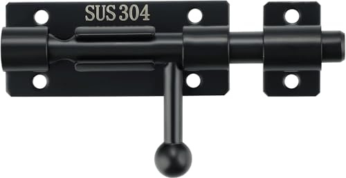 Mooche Türriegel Riegelschloss Schlossriegel Bolzenriegel, Schwarz, 10.5CM | SUS304 Edelstahl Türriegel mit Schrauben Schieberiegelverriegelung für Gartentor, Tor, Fenster, Zaun