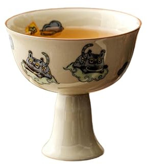 80Ml/2.5oz honey glaze adds wings to the high-foot tea cup, household high-foot tea tasting cup - high-foot cup