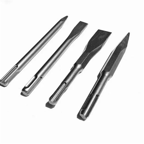 Jeu de Burins Vente au détail de 4 mini burins à marteau électrique SDSplus/tige carrée de 150 mm de longueur for le perçage de fentes dans le béton/la brique/le mur/le carrelage(150-160MM_SQUARE)