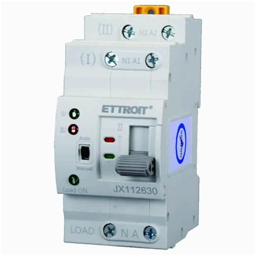 Ixtrima Transferschalter Automatisch/Manuell ATS, 2P 63A 230V einphasig, Modularer DIN-Umschalter für Ups, Photovoltaik, Elektrik