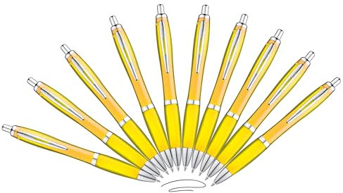 Libetui Set 10 Kugelschreiber ergonomische gelbe Kulli schwarze Tinte rutschfeste Griffzone Großraumine Schwarz Druckkugelschreiber schwarzschreibend Kulis 10er Gelb
