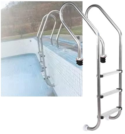 3 Steps Swimming Pool Ladder, Pool Entry and Exit Pedal Step, Swimming Pool Step for Hot Spring Water Park Outdoor Pool(Pre-buried,3-Steps1.5mm)