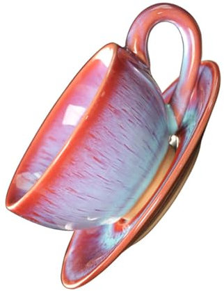 Alipis Juego De Tazas De Cerámica Para Café y Té Tarde, Bandeja De Cerámica Roja, Diseño Europeo, Apto Para Bebidas Calientes, Set De Taza y Platillo