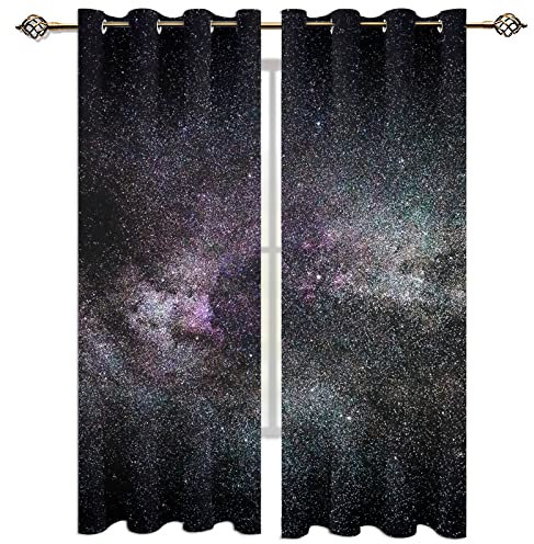Kinder Gardinen Kinderzimmer Junge Mädchen Blickdicht Schwarz-Violette, Tief Verträumte Sternenhimmelkarte 280X260Cm 2Er Set Verdunkelungsvorhang Thermovorhang Hitzeschutz Vorhänge Wohnzimmer Schla