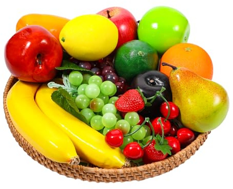 HaiFafafaing 20 Pcs Artificial Fruit Pack Look Real Frutas Fake Fruit Decorativas Realistic Table Display Simulation for Decoration Home Kitchen Fake Strawberry Apple Grapes Mixture Fruits