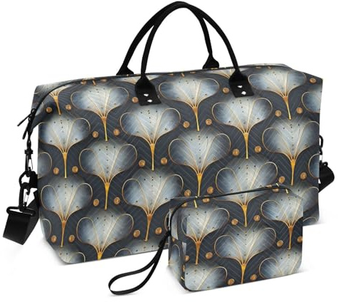 Grande Borsone da Viaggio Nero e Bianco Cipresso Oro Modello Carry On Spalla Weekend Tote con Borsa da toilette per Trekking 2 Pz Set bolsa para en avion
