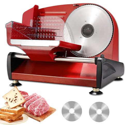 Electric Meat Slicer for Home Use, Adjustable Thickness 0-20mm with Safety Child Lock, Perfect for Slicing Meat, Vegetables, and Deli Foods