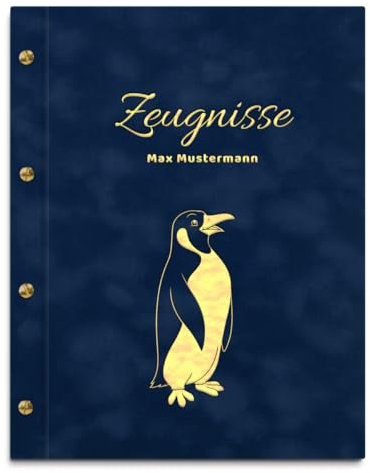 Personalisierbare Zeugnismappe in dunkelblauer Samtoptik mit eigenem Namen und Motiv - inkl. 12 Sichthüllen - Goldener Aufdruck mit individuellem Motiv selbst gestalten