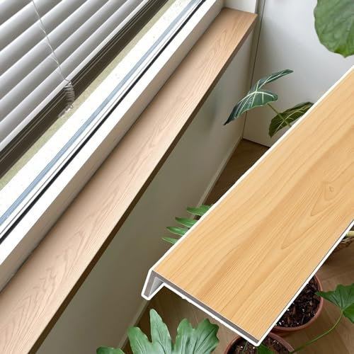 Copertura per Davanzale in Finto Legno per Interni, Copertura per Davanzale A L per Piante, Sostituzione Impermeabile per Davanzale con Finitura in Piastrelle (L) (90 Cm/35,4 Pollici)