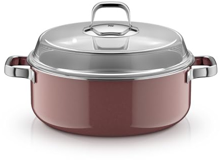 WMF Fusiontec Mineral Pro, Schmortopf mit Deckel 28 cm, langlebiges, kratzfestes Material, Bräter mit Deckel, für alle Herdarten geeignet, Made in Germany, Rose Quartz, 0518995290