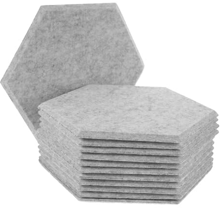 WEKADRIN 12pcs Felt Acoustic Sound Insulation Panels Noise Reduction Pads for Home Office Recording Studio Soft Soundproofing Material Grey