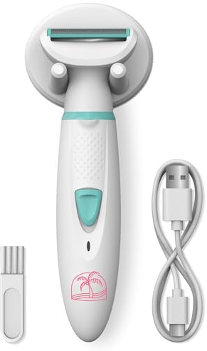 PalmPerfect Rechargeable Shaver for Women – Waterproof Electric Razor with Built-in LED Light – Includes Space-Saving Shower Wall Mount and USB Charging Cable – Safe for All Body Parts