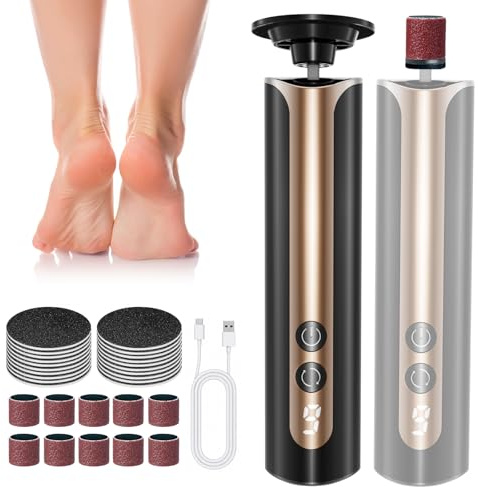 VaeZep Lima Electrica Pies Durezas Pedicura Profesional Para Pies 2 en 1 con Pantalla LCD y 9 Velocidades, Removedor de Callos Recargable para Piel Muerta (Negro carbón)