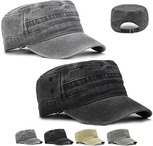 CWENDANER Klassische Premium Army Cap Military Style Cap, Vintage Washed Modische Militärmütze, Unisex Army Cap, Einfarbig, Einheitsgröße Baseball Cap