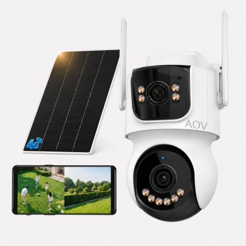 STONVUE 4G LTE AOV 4MP+4MP Dual-Lens Solar Outdoor Security Camera
