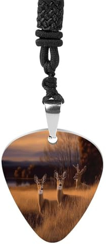 BTCOWZRV natur vilda djur rådjur gitarr plektrum halsband titan stål gitarr plektrumhållare hänge halsband R&B musik smycken trendigt rockmusik halsband gitarr ukulele plektrum halsband för