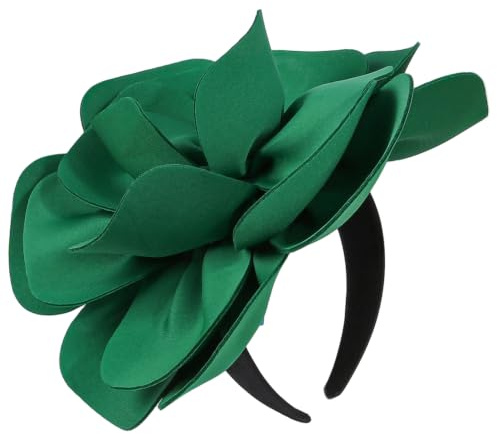Grön fascinator för kvinnor, stor 3D blomma fascinator pannband – perfekt för tefester, bröllop och formella evenemang, grön