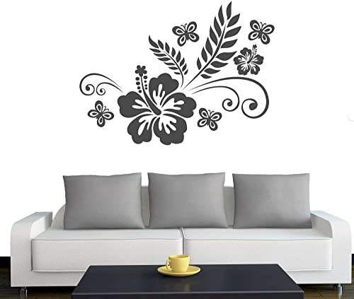 Klebesüchtig A111 Wandtattoo Blumenranke Luna 60cm x 45cm anthrazit - Dekoration - Bad - Wohnzimmer - Aufkleber - Wandsticker