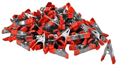 Wideskall® 2 inch Mini Metal Spring Clamps w/Red Rubber Tips Clips (Pack of 60)