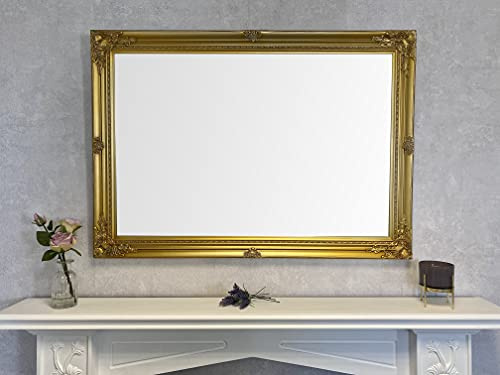 DOWNTON INTERIORS UK Antique Gold Extra Large Shabby Chic Vintage Style Wall Mirror - Overall Size 30 X 42 (75cm X 105cm)