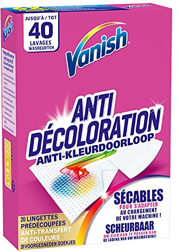 Vanish Lingettes Anti Décoloration - 20 Lingettes détachantes, jusqu'à 40 lavages