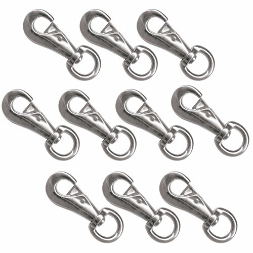 Wideskall® 4 Heavy Duty Bull Snap Latching Hook Round Swivel Eye Chrome Silver - Pack of 10