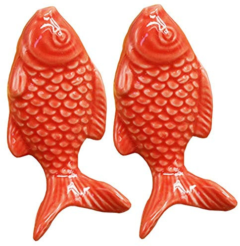 FBSHOP(TM) 2PCS 55mm rot Cute Fisch Form Keramik Türknauf Griff Knöpfe für Schrank/Schublade/Bad/Kinderzimmer, Great & Fun Decor,7 Farben erhältlich