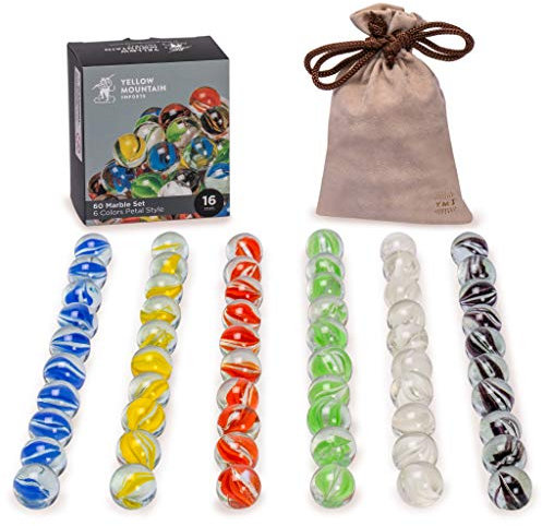 Yellow Mountain Imports 60 Stück Transluzente Chinesische Dame Glasmurmeln mit Blütenblatt Design - 16 Millimeter