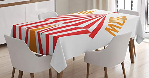 ABAKUHAUS Freak Show Nappe, Stripes Flag Chapiteau de Cirque, Linge de Table Rectangulaire pour Salle à Manger Décor de Cuisine, 140 cm x 240 cm, Corail Noir Orange
