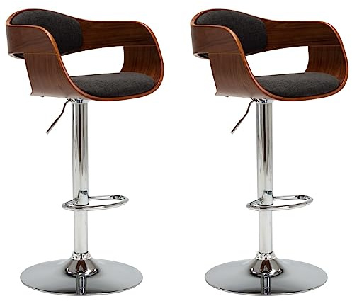 vidaXL Barhocker 2 STK. Grau Bugholz und Stoff